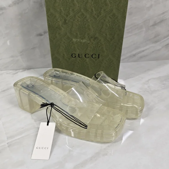 Gucci Women's Clear Slide Sandals - Picture 8 of 12